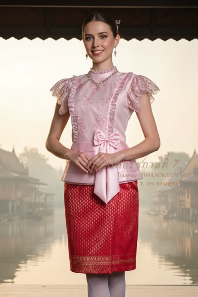 ชุดไทยรัชกาลที่ 7 สีชมพูบานเย็น (TRS 003)