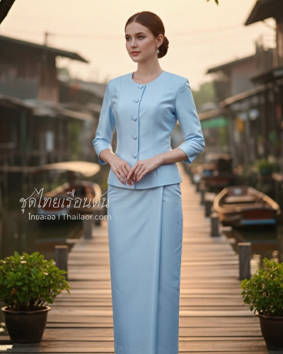 ชุดไทยเรือนต้น สีฟ้า (TR 002)