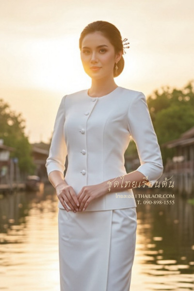 ชุดไทยเรือนต้น สีงาช้าง (TR 003)