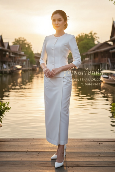 ชุดไทยเรือนต้น สีงาช้าง (TR 003)