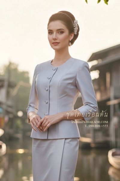 ชุดไทยเรือนต้น สีเทาอ่อน (TR 008)