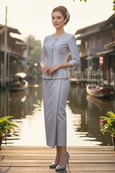 ชุดไทยเรือนต้น สีเทาอ่อน (TR 008)