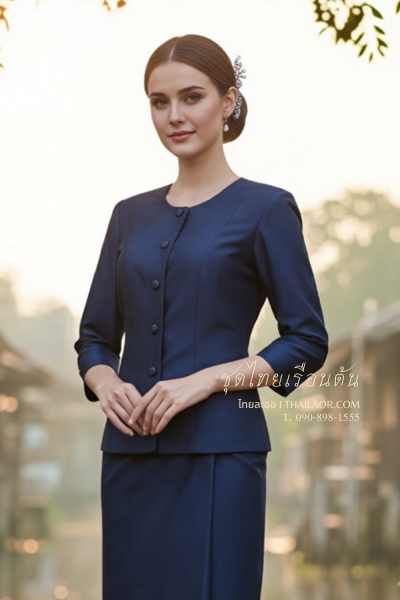 ชุดไทยเรือนต้น สีกรมท่า (TR 005)