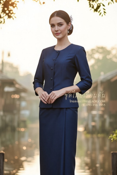 ชุดไทยเรือนต้น สีกรมท่า (TR 005)