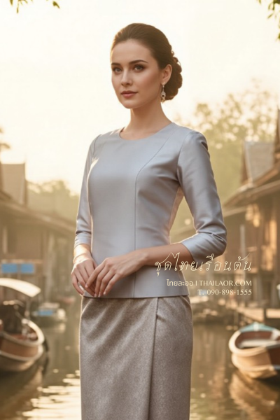 ชุดไทยเรือนต้น สีเทา (TR 004)