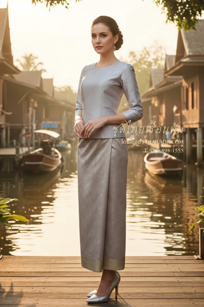 ชุดไทยเรือนต้น สีเทา (TR 004)
