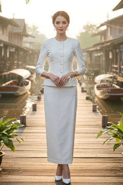 ชุดไทยเรือนต้น สีครีม (TR 007)