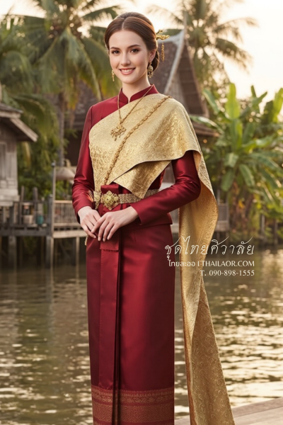 ชุดไทยศิวาลัย สีแดงทอง (TS 014)