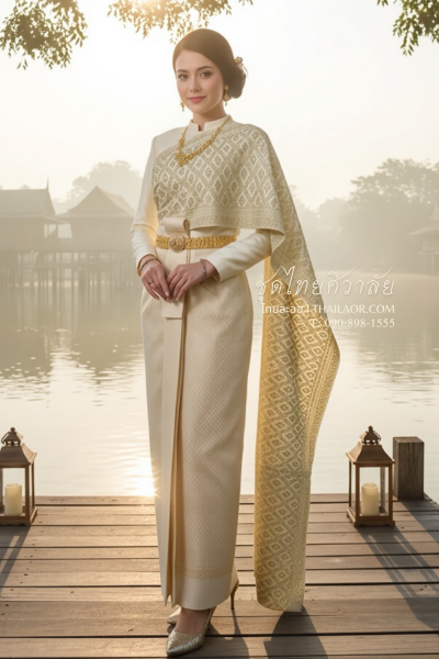 ชุดไทยศิวาลัย สีครีม (TS 013)
