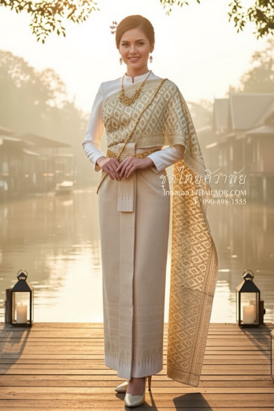 ชุดไทยศิวาลัย สีงาช้างทอง (TS 012)