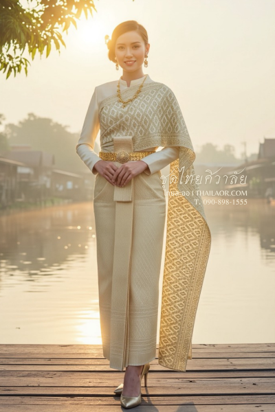 ชุดไทยศิวาลัย สีครีม (TS 007)
