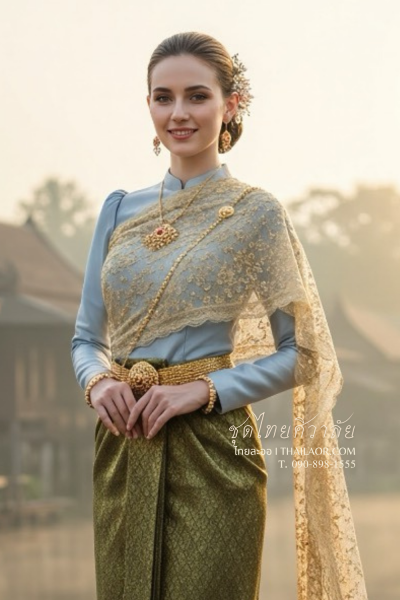 ชุดไทยศิวาลัย สีเทาทอง (TS 009)