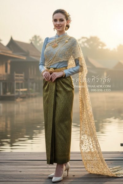 ชุดไทยศิวาลัย สีเทาทอง (TS 009)