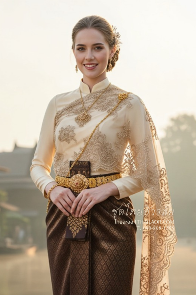 ชุดไทยศิวาลัย สีทองน้ำตาล (TS 008)