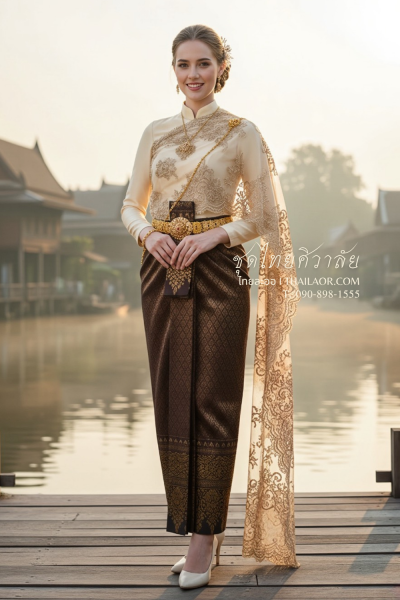 ชุดไทยศิวาลัย สีทองน้ำตาล (TS 008)