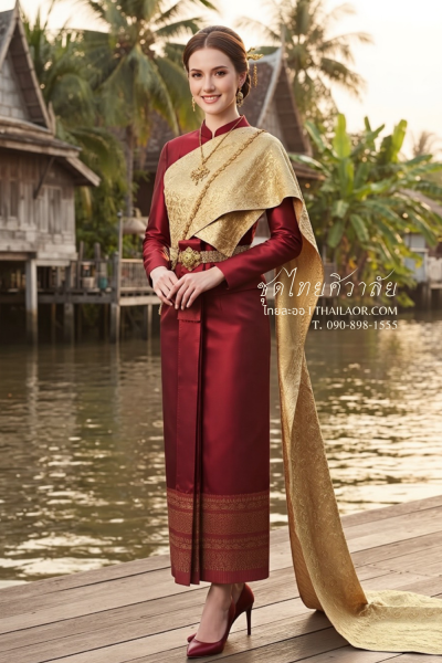 ชุดไทยศิวาลัย สีแดงทอง (TS 014)