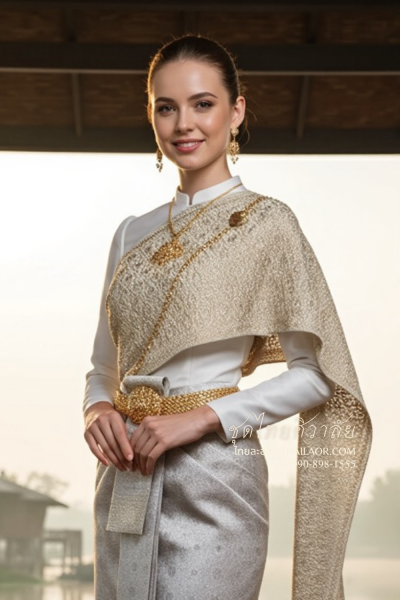 ชุดไทยศิวาลัย สีเทาเงิน (TS 004)