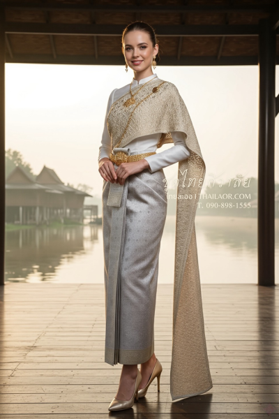 ชุดไทยศิวาลัย สีเทาเงิน (TS 004)