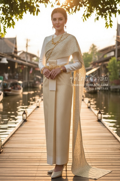 ชุดไทยศิวาลัย สีครีม (TS 002)