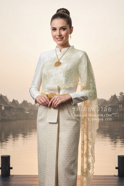 ชุดไทยศิวาลัย สีงาช้าง (TS 003)