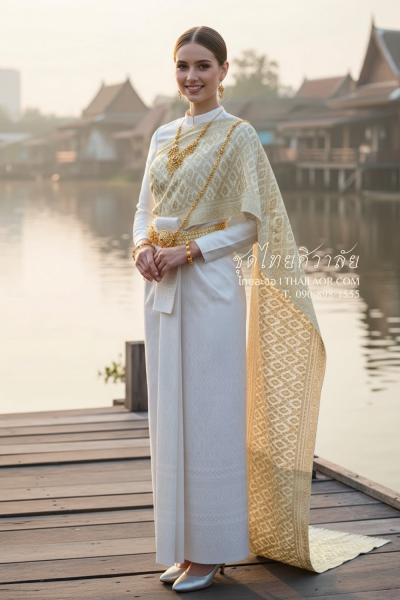 ชุดไทยศิวาลัย สีขาวงาช้าง (TS 005)