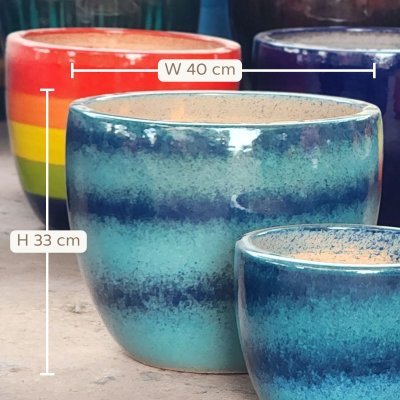 กระถางสีฟ้าประกายทะเล