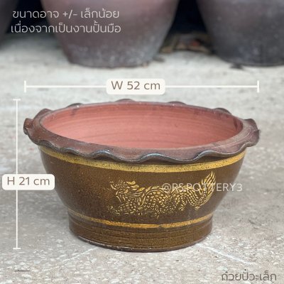 กระถางบอนไซและชวนชม ลายมังกร