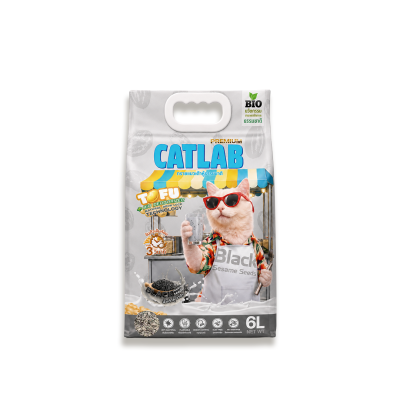 ทรายแมวเต้าหู้ กลิ่น งาดำ สูตรธรรมชาติ 100% (6L / 2.5kg)