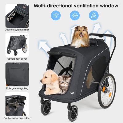 Beberoad R8 Large pet stroller 4 wheels- Black
