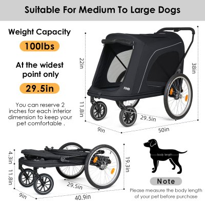 Beberoad R8 Large pet stroller 4 wheels- Black