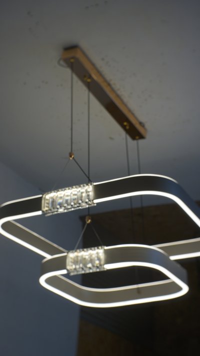 [ปรับลดราคาSALE25%] โคมไฟสลิง 2 ห่วง ทรงสีเหลี่ยม รุ่น 1088-600+400 75 วัตต์