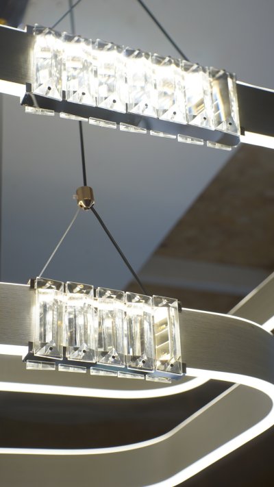 [ปรับลดราคาSALE25%] โคมไฟสลิง 2 ห่วง ทรงสีเหลี่ยม รุ่น 1088-600+400 75 วัตต์