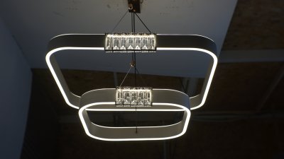 [ปรับลดราคาSALE25%] โคมไฟสลิง 2 ห่วง ทรงสีเหลี่ยม รุ่น 1088-600+400 75 วัตต์