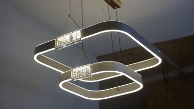 [ปรับลดราคาSALE25%] โคมไฟสลิง 2 ห่วง ทรงสีเหลี่ยม รุ่น 1088-600+400 75 วัตต์