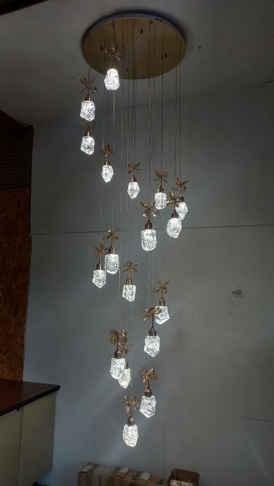 โคมไฟโถงต่างระดับ ทรงหินควอตซ์ รุ่น 9906-18