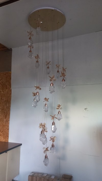 โคมไฟโถงต่างระดับ ทรงหินควอตซ์ รุ่น 9906-18