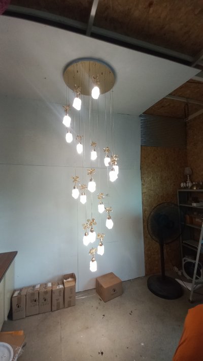 โคมไฟโถงต่างระดับ ทรงหินควอตซ์ รุ่น 9906-18