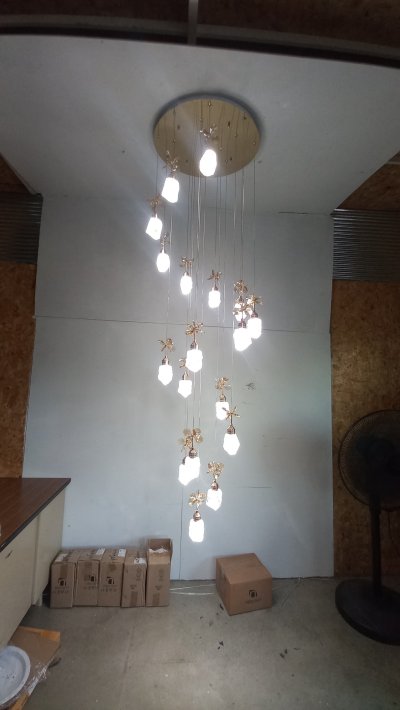 โคมไฟโถงต่างระดับ ทรงหินควอตซ์ รุ่น 9906-18