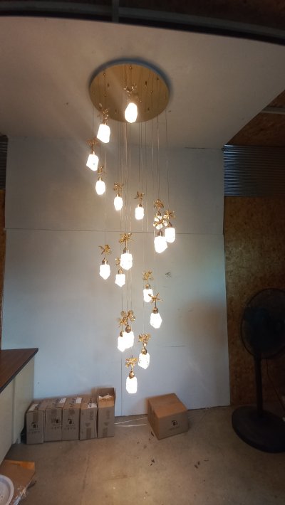 โคมไฟโถงต่างระดับ ทรงหินควอตซ์ รุ่น 9906-18