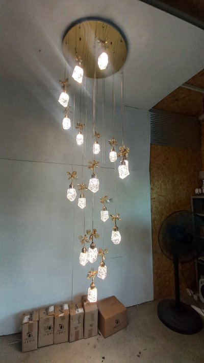 โคมไฟโถงต่างระดับ ทรงหินควอตซ์ รุ่น 9906-18