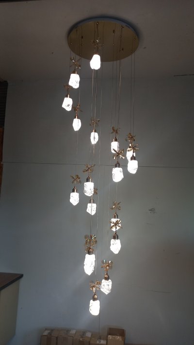 โคมไฟโถงต่างระดับ ทรงหินควอตซ์ รุ่น 9906-18