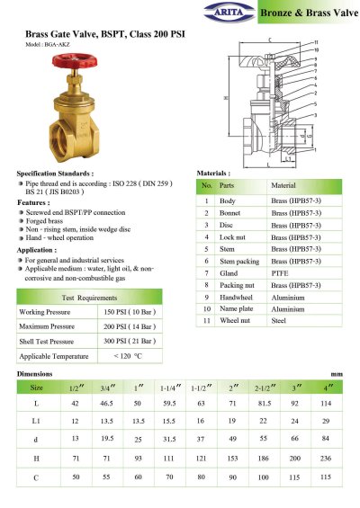 ARITA GATE VALVE (BGA-AKZ)