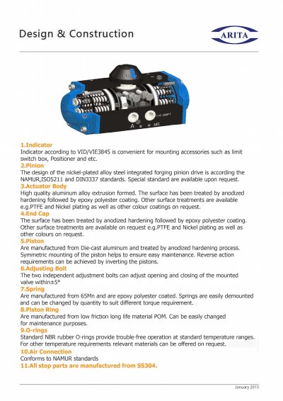 ARITA PNEUMATIC ACTUATOR AD & AS Series