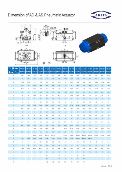 ARITA PNEUMATIC ACTUATOR AD & AS Series