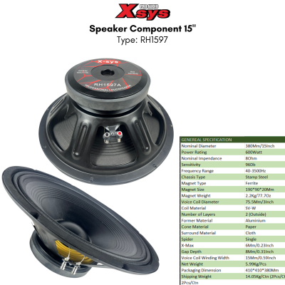 SPEAKER COMPONENT XSYS 15 Inch TYPE RH1597