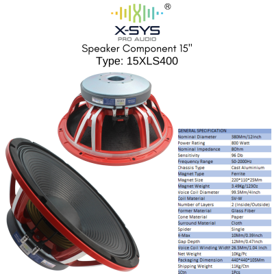 SPEAKER COMPONENT 15Inch 15XLS400