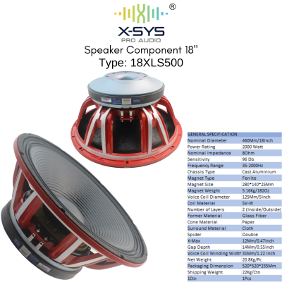 SPEAKER COMPONENT XSYS 18Inch TYPE 18XLS500