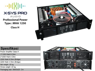POWER AMPLIFIER XSYS CLASS H, TYPE MHA1250 (2 CHANNEL)
