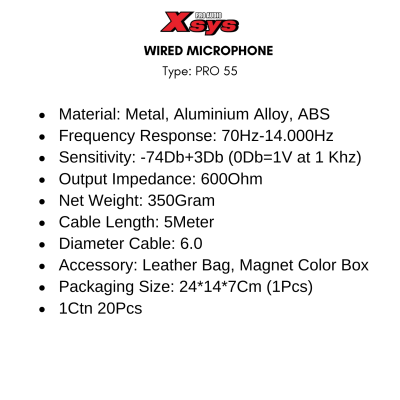 MICROPHONE KABEL XSYS PRO55 MICROPHONE KABEL XSYS PRO55