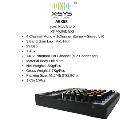 MIXER XSYS RODEO 6 ( 6 CHANNEL)